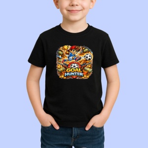 Tricou Goal Hunter Minge Fotbal Foc V1, din bumbac 100%, tricou negru Copii | Dama | Barbat - Img 2