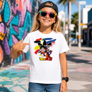 Tricou Goku Dragon Ball Z Luptator Anime Urban Graffiti, din bumbac 100% Copii | Dama | Barbat - Img 4