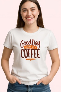 Tricou Good Day Coffee Design, din bumbac 100%, tricou alb, Dama | Barbat - Img 1