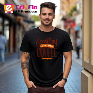 Tricou Good Day Coffee Design, din bumbac 100%, tricou negru, Dama | Barbat - Img 3
