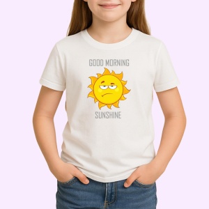 Tricou Good Morning Sunshine Soare Amuzant Zambitor, din bumbac 100% , tricou alb pentru Copii | Dama | Barbat - Img 2