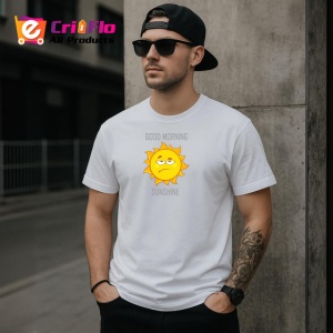 Tricou Good Morning Sunshine Soare Amuzant Zambitor, din bumbac 100% , tricou alb pentru Copii | Dama | Barbat - Img 9