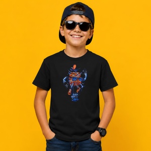 Tricou Graffiti Abstract Urban Blue Orange Art Streetwear Illustration, din bumbac 100%, tricou negru, Copii | Dama | Barbat - Img 3