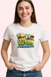 Tricou Great Vision Poor Execution Fotbal Amuzant, din bumbac 100% , tricou alb pentru Copii | Dama | Barbat - Img 3