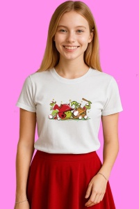 Tricou Grinch Baseball Christmas Game Day, din bumbac 100%, tricou alb, Copii | Dama | Barbat - Img 3