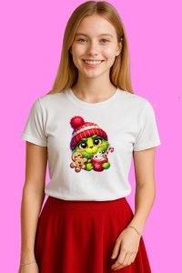 Tricou Grinch Christmas Cu Bomboane, din bumbac 100%, tricou alb, Copii | Dama | Barbat - Img 3