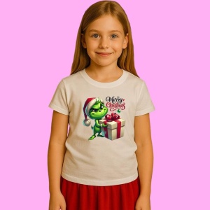 Tricou Grinch Cu Cadou Mare De Craciun, din bumbac 100%, tricou alb, Copii | Dama | Barbat