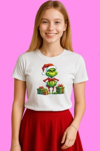 Tricou Grinch Cu Cadouri Colorate, din bumbac 100% Copii | Dama | Barbat - Img 3