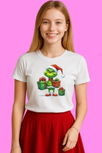 Tricou Grinch Cu Doua Cadouri, din bumbac 100% Copii | Dama | Barbat - Img 3