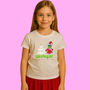 Tricou Grinch Santa Is This Jolly Enough, din bumbac 100%, tricou alb, Copii | Dama | Barbat - Img 2