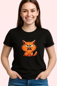 Tricou Grumpy cat deal with it pisica nervoasa mesaj comic, Copii | Dama | Barbat , tricou negru - Img 3
