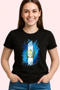 Tricou Guatemala Steag Splash Art, Copii | Dama | Barbat, culoare negru - Img 4