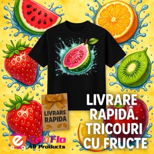 Tricou Guava si valuri tropicale, Fructe, Copii | Dama, culoare negru - Img 12