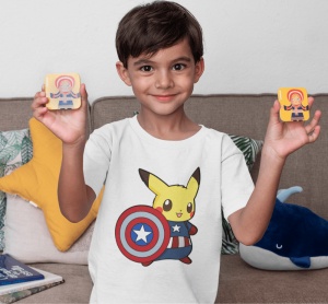 Tricou Haios Copii Personalizat - Captain Pikachu - Cadou