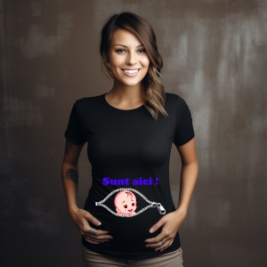 Tricou haios de dama personalizat Sunt aici! sunt baietel! - Img 2