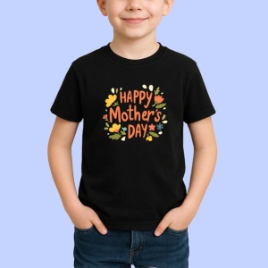 Tricou Happy Mothers Day Flori Galbene V2, din bumbac 100%, tricou negru Copii | Dama | Barbat - Img 2