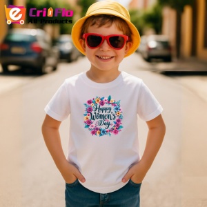 Tricou Happy Womens Day Cerc Floral V2, din bumbac 100% , tricou alb pentru Copii | Dama | Barbat - Img 4