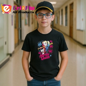Tricou Harley quinn cu bata si urme de ruj, Copii | Dama | Barbat , tricou negru - Img 5