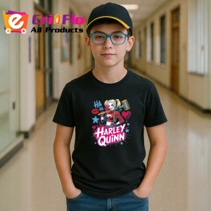 Tricou Harley quinn ha ha stele si inimioare, Copii | Dama | Barbat , tricou negru - Img 5