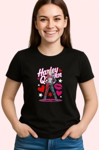 Tricou Harley quinn iubire rosie stil comic, Copii | Dama | Barbat , tricou negru - Img 3