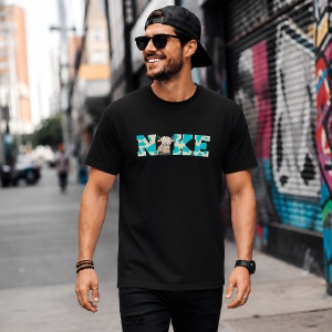 Tricou Highland Cow Teal Texture Rustic Urban Mashup Art, din bumbac 100%, tricou negru, Copii | Dama | Barbat - Img 5