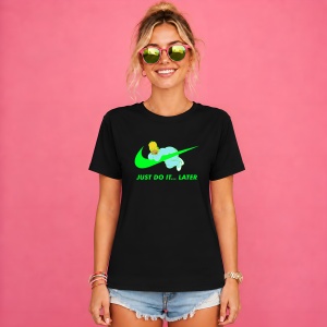 Tricou Homer Simpson Dormind Verde Just Do It Later Urban Fun, din bumbac 100%, tricou negru, Copii | Dama | Barbat