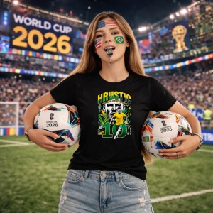 Tricou Hrustic Australia World Cup Fifa 2026, din bumbac 100%, tricou negru, Copii | Dama | Barbat - Img 9