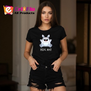 Tricou Hug Me Rabbit, din bumbac 100%, tricou negru, Dama | Barbat - Img 5