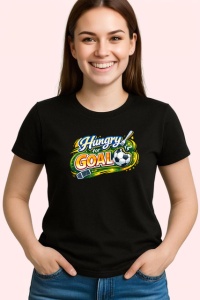 Tricou Hungry For Goal Minge Fotbal Design Dinamic V1, din bumbac 100%, tricou negru Copii | Dama | Barbat