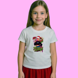 Tricou Huntrix K Pop Hunters Demon Poster Logo Cu Fata Rock, din bumbac 100%, tricou alb, Copii | Dama | Barbat
