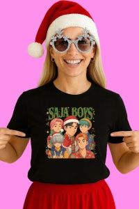 Tricou Huntrix K Pop Hunters Demon Saiyaboys Grup Baieti Design Artistic, din bumbac 100%, tricou negru, Copii | Dama | Barbat - Img 2