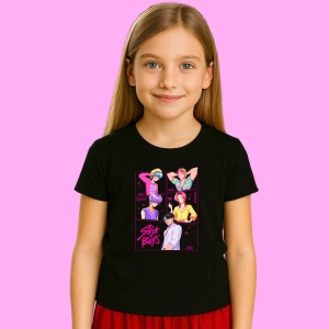 Tricou Huntrix K Pop Hunters Demon Saja Boys Colaj Moda Roz, din bumbac 100%, tricou negru, Copii | Dama | Barbat - Img 2