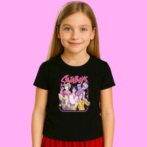 Tricou Huntrix K Pop Hunters Demon Saja Boys Desen Artistic, din bumbac 100%, tricou negru, Copii | Dama | Barbat