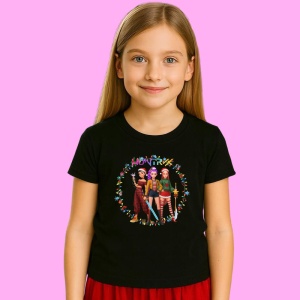 Tricou Huntrix K Pop Hunters Demon Trio Elfi Cerc Luminite, din bumbac 100%, tricou negru, Copii | Dama | Barbat - Img 2