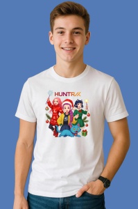 Tricou Huntrix K Pop Hunters Demon Trio Fete Cu Pisica Albastra Zambitoare, din bumbac 100%, tricou alb, Copii | Dama | Barbat - Img 3