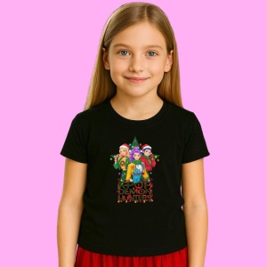 Tricou Huntrix K Pop Hunters Demon Trio Fete Cu Pisica Si Stea, din bumbac 100%, tricou negru, Copii | Dama | Barbat - Img 2