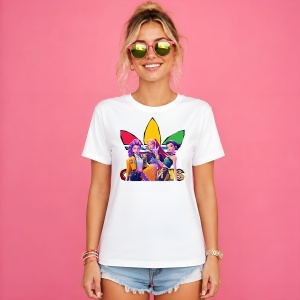 Tricou Huntrix K-Pop Style Urban Neon Purple Streetwear, din bumbac 100% Copii | Dama | Barbat - Img 3