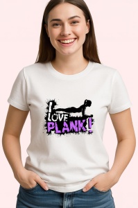 Tricou I Love Plank Alb Negru, Copii | Dama | Barbat - Img 3