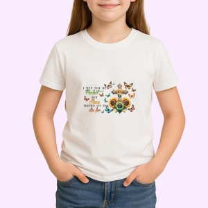 Tricou I may not be perfect but thankful design cu fluturi si floarea soarelui Copii | Dama | Barbat Barbat - Img 3