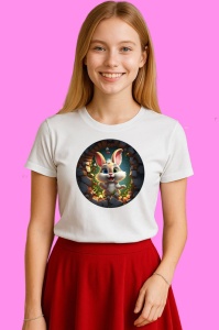 Tricou Iepuras Cu Lumini De Craciun, din bumbac 100% Copii | Dama | Barbat - Img 3