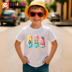 Tricou Inghetata colorata text hello summer stil fresh si jucaus Copii | Dama | Barbat Barbat - Img 14