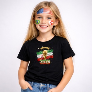 Tricou Iran World Cup 2026 Fifa V2, din bumbac 100%, tricou negru, Copii | Dama | Barbat - Img 2