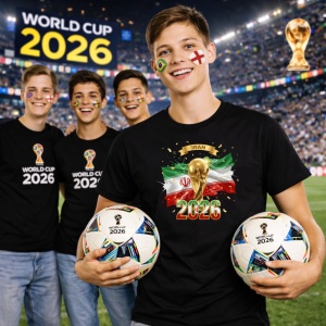 Tricou Iran World Cup 2026 Fifa V2, din bumbac 100%, tricou negru, Copii | Dama | Barbat - Img 7