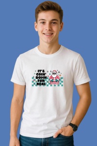 Tricou Its Goin Down For Real Santa Sunglasses, din bumbac 100%, tricou alb, Copii | Dama | Barbat - Img 1