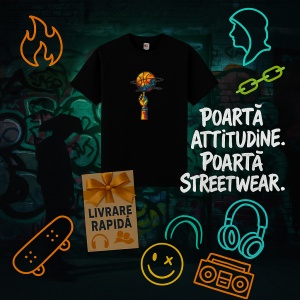 Tricou Iubesc Basketul si il invart pe degete Negru, Copii | Dama | Barbat - Img 5