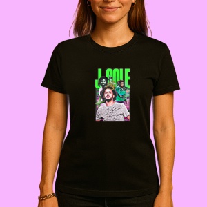 Tricou J. Cole - Neon Theme, muzica Hip-Hop / Pop / Rock, Dama | Barbat | Copii, Culoare Negru - Img 3