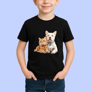 Tricou Jack Russell Terrier si pisica tabby echipa vesela Copii | Dama | Barbat Barbat - Img 5