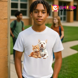 Tricou Jack Russell Terrier si pisica tabby echipa vesela Copii | Dama | Barbat Barbat - Img 7