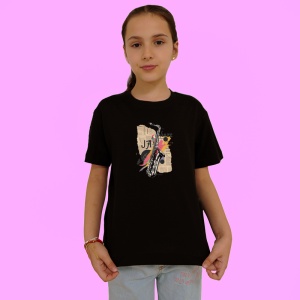 Tricou Jazz Saxofon Retro Cool, Copii | Dama | Barbat, culoare negru - Img 3