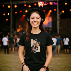 Tricou Jazz Saxofon Retro Cool, Copii | Dama | Barbat, culoare negru - Img 10